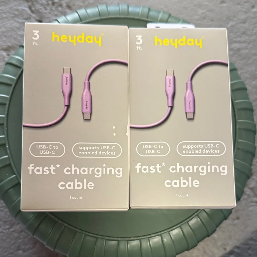 NWT bundle of 2 Heyday Lavender USB-C to USB-C Charging Cable